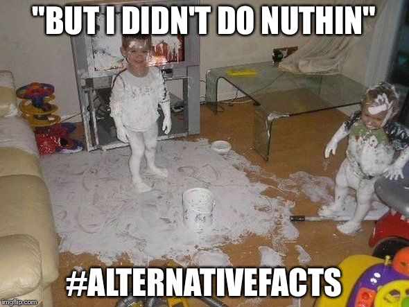 #AlternativeFacts | "BUT I DIDN'T DO NUTHIN"; #ALTERNATIVEFACTS | image tagged in alternative facts | made w/ Imgflip meme maker