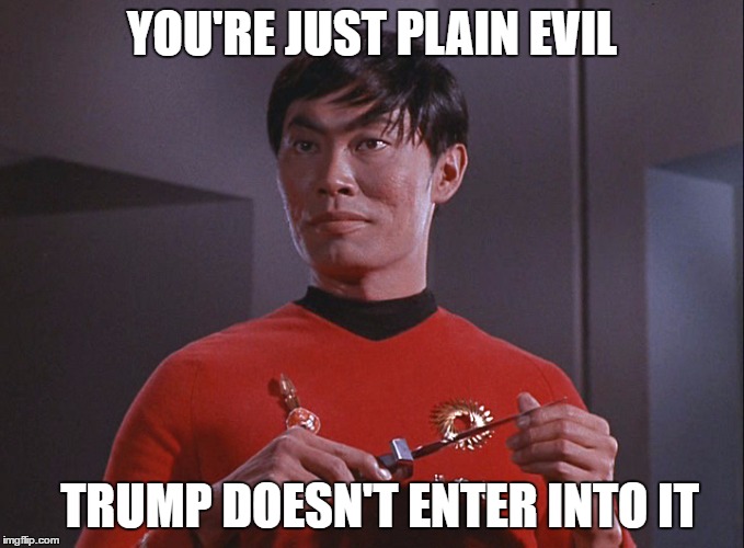 YOU'RE JUST PLAIN EVIL TRUMP DOESN'T ENTER INTO IT | made w/ Imgflip meme maker