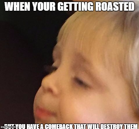 When your getting roasted | WHEN YOUR GETTING ROASTED; BUT YOU HAVE A COMEBACK THAT WILL DESTROY THEM | image tagged in roasted | made w/ Imgflip meme maker