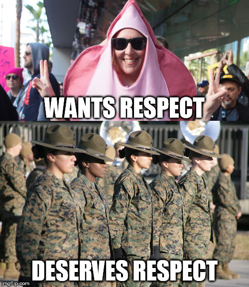 Who Gets The Respect | WANTS RESPECT; DESERVES RESPECT | image tagged in military,womens march,memes,funny,funny memes,respect | made w/ Imgflip meme maker
