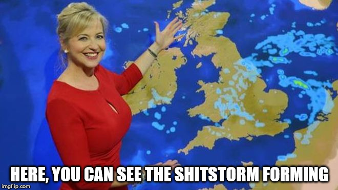 HERE, YOU CAN SEE THE SHITSTORM FORMING | image tagged in shitstorm | made w/ Imgflip meme maker