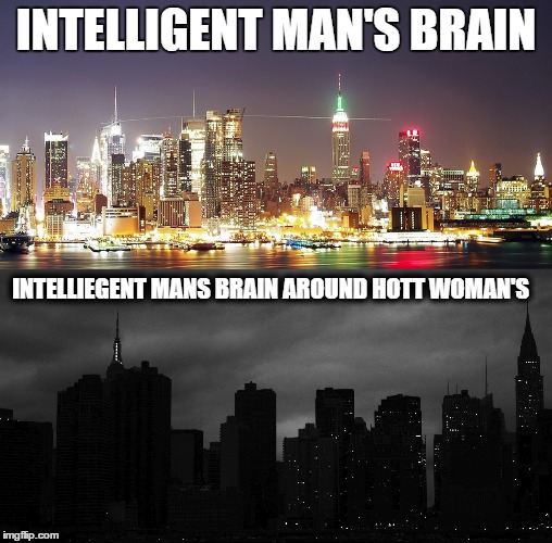 MANS BRAIN | INTELLIGENT MAN'S BRAIN; INTELLIEGENT MANS BRAIN AROUND HOTT WOMAN'S | image tagged in men,dating,women,mgtow | made w/ Imgflip meme maker