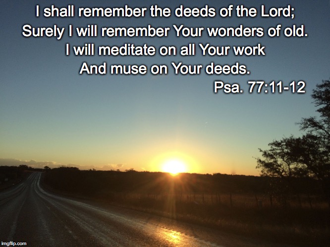 I shall remember the deeds of the Lord;; Surely I will remember Your wonders of old. I will meditate on all Your work; And muse on Your deeds. Psa. 77:11-12 | image tagged in remember | made w/ Imgflip meme maker