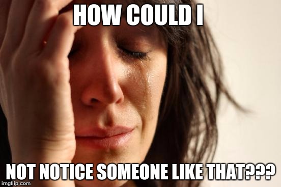 First World Problems Meme | HOW COULD I NOT NOTICE SOMEONE LIKE THAT??? | image tagged in memes,first world problems | made w/ Imgflip meme maker