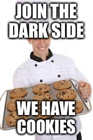 JOIN THE DARK SIDE; WE HAVE COOKIES | image tagged in cookies | made w/ Imgflip meme maker