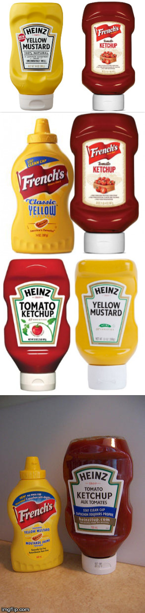 Ketchup and mustard | image tagged in food | made w/ Imgflip meme maker