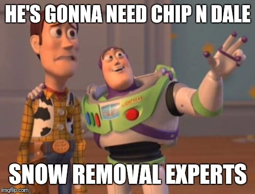 X, X Everywhere Meme | HE'S GONNA NEED CHIP N DALE SNOW REMOVAL EXPERTS | image tagged in memes,x x everywhere | made w/ Imgflip meme maker