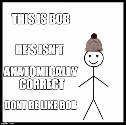 Be Like Bill Meme | THIS IS BOB; HE'S ISN'T; ANATOMICALLY CORRECT; DONT BE LIKE BOB | image tagged in memes,be like bill | made w/ Imgflip meme maker