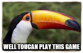 toucan | WELL TOUCAN PLAY THIS GAME | image tagged in toucan | made w/ Imgflip meme maker