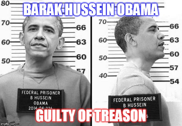 OBAMA IN PRISON | BARAK HUSSEIN OBAMA; GUILTY OF TREASON | image tagged in obama in prison | made w/ Imgflip meme maker