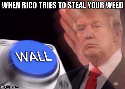 Trump wall button  | WHEN RICO TRIES TO STEAL YOUR WEED | image tagged in trump wall button | made w/ Imgflip meme maker