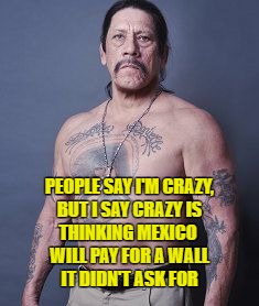Extorting Neighboring Countries | PEOPLE SAY I'M CRAZY, BUT I SAY CRAZY IS; THINKING MEXICO WILL PAY FOR A WALL IT DIDN'T ASK FOR | image tagged in trumpswall,delusionalthreats | made w/ Imgflip meme maker