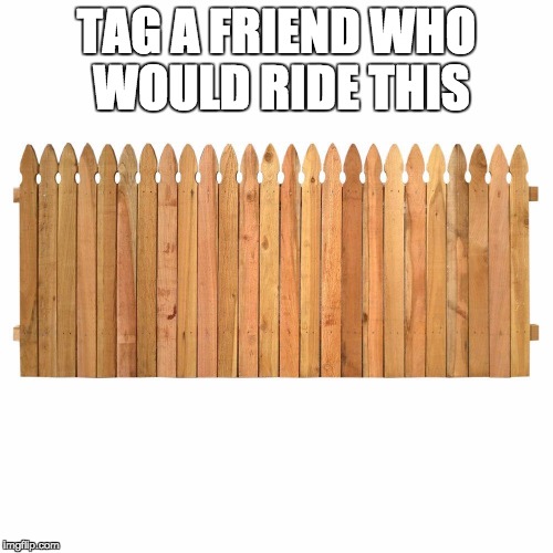 TAG A FRIEND WHO WOULD RIDE THIS | image tagged in fence | made w/ Imgflip meme maker