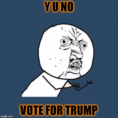 Y U No Meme | Y U NO; VOTE FOR TRUMP | image tagged in memes,y u no | made w/ Imgflip meme maker