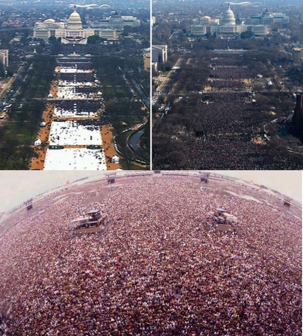 High Quality Obama trump inauguration crowds Blank Meme Template