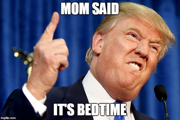 Donald Trump | MOM SAID; IT'S BEDTIME | image tagged in donald trump | made w/ Imgflip meme maker