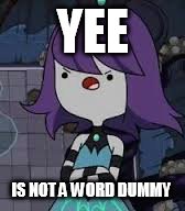 YEE; IS NOT A WORD DUMMY | image tagged in memes | made w/ Imgflip meme maker