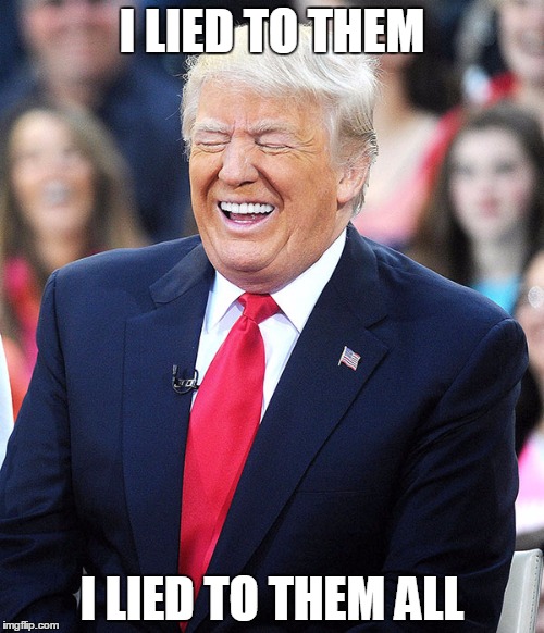 I LIED TO THEM; I LIED TO THEM ALL | image tagged in politics | made w/ Imgflip meme maker