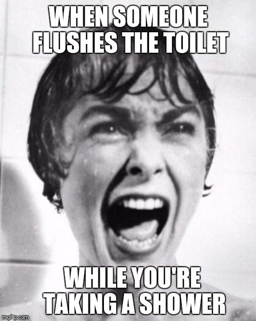 WHEN SOMEONE FLUSHES THE TOILET WHILE YOU'RE TAKING A SHOWER | made w/ Imgflip meme maker