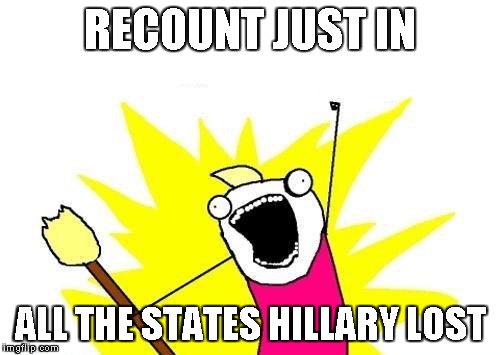 X All The Y Meme | RECOUNT JUST IN ALL THE STATES HILLARY LOST | image tagged in memes,x all the y | made w/ Imgflip meme maker