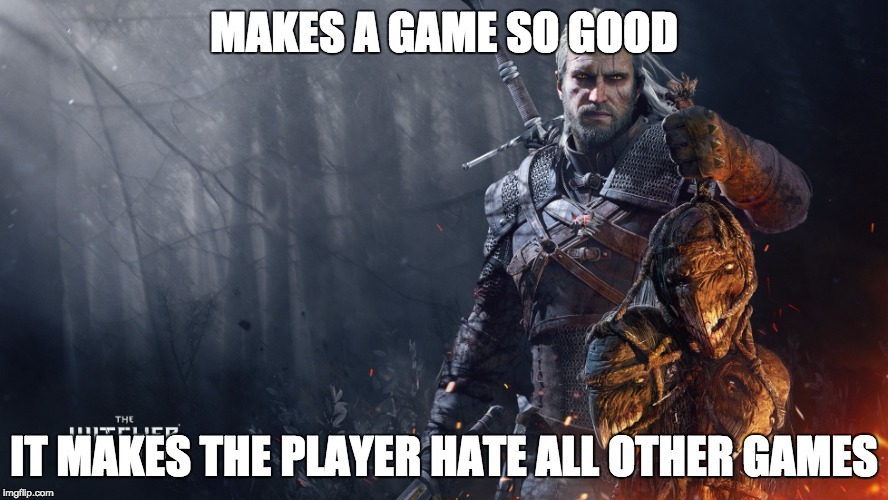 MAKES A GAME SO GOOD; IT MAKES THE PLAYER HATE ALL OTHER GAMES | image tagged in gaming | made w/ Imgflip meme maker