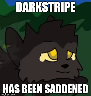 Darkstripe is sad | DARKSTRIPE; HAS BEEN SADDENED | image tagged in warrior,darkstripe,sad | made w/ Imgflip meme maker