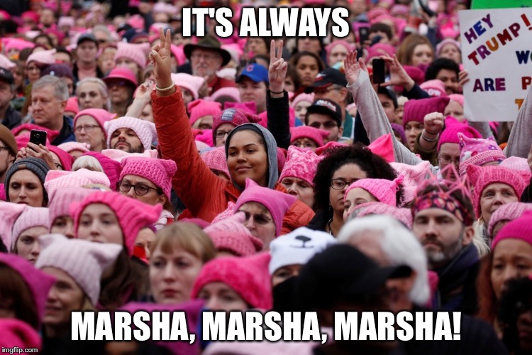 Women's March | IT'S ALWAYS; MARSHA, MARSHA, MARSHA! | image tagged in women's march | made w/ Imgflip meme maker