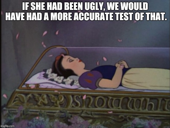 IF SHE HAD BEEN UGLY, WE WOULD HAVE HAD A MORE ACCURATE TEST OF THAT. | made w/ Imgflip meme maker