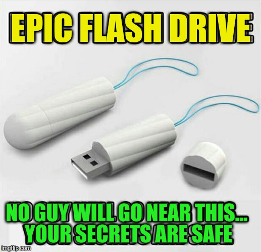 EPIC FLASH DRIVE NO GUY WILL GO NEAR THIS... YOUR SECRETS ARE SAFE | made w/ Imgflip meme maker