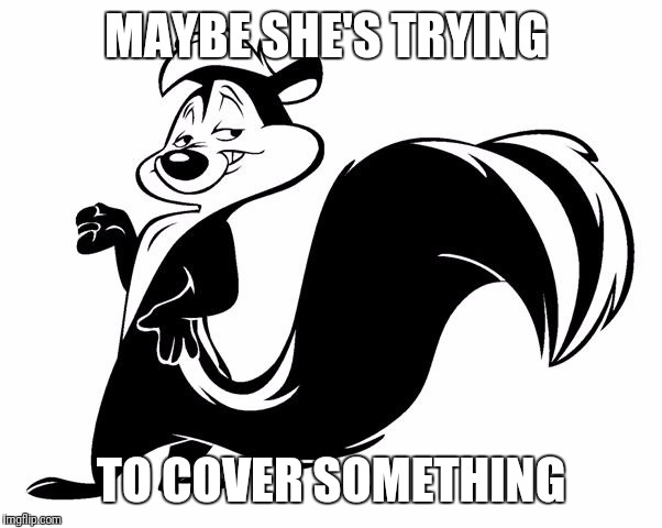 MAYBE SHE'S TRYING TO COVER SOMETHING | made w/ Imgflip meme maker