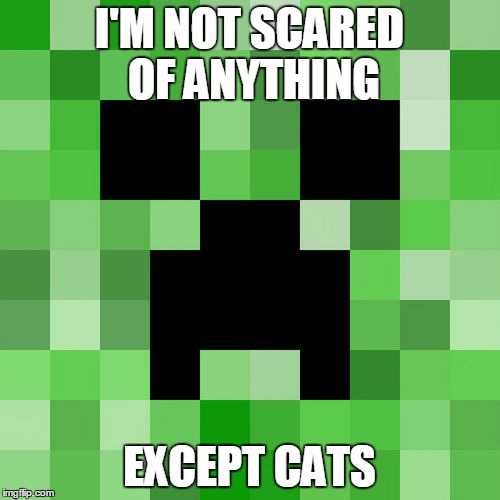 Scumbag Minecraft Meme | I'M NOT SCARED OF ANYTHING; EXCEPT CATS | image tagged in memes,scumbag minecraft | made w/ Imgflip meme maker