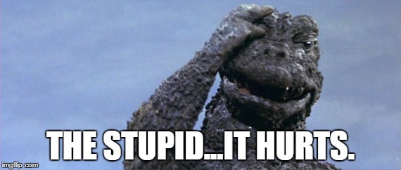 Godzilla Headache From Stupid Tiger Woods Posts |  THE STUPID...IT HURTS. | image tagged in godzilla,tiger woods,pga tour,golf,facepalm,stupid | made w/ Imgflip meme maker