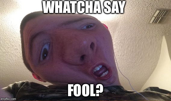 Whatcha say? | WHATCHA SAY; FOOL? | image tagged in funny | made w/ Imgflip meme maker