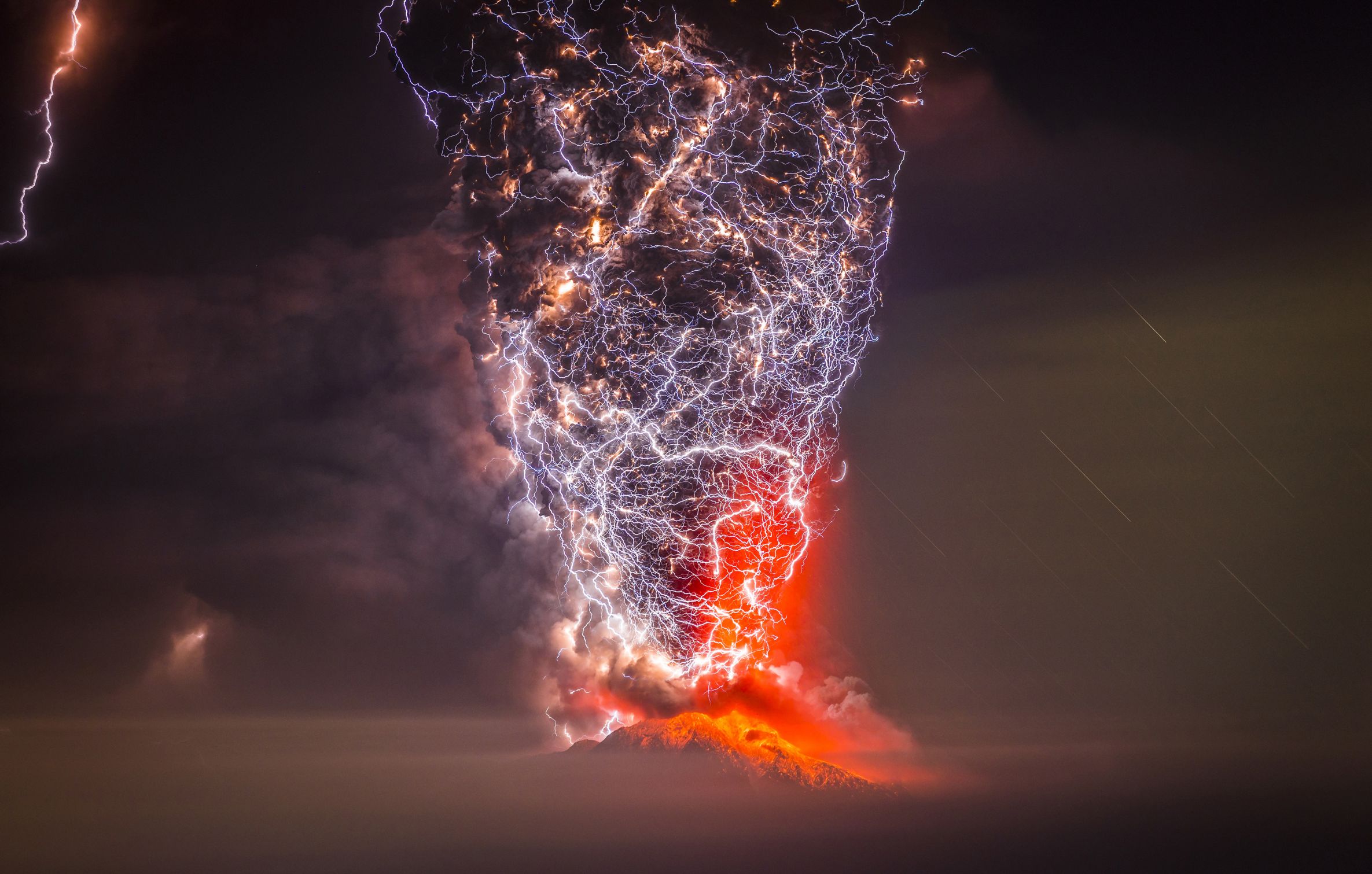 Lightning Hitting Erupting Volcano Blank Meme Template