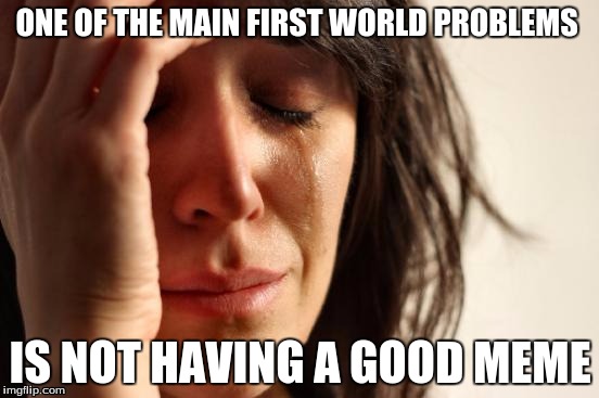 First World Problems Meme | ONE OF THE MAIN FIRST WORLD PROBLEMS; IS NOT HAVING A GOOD MEME | image tagged in memes,first world problems | made w/ Imgflip meme maker