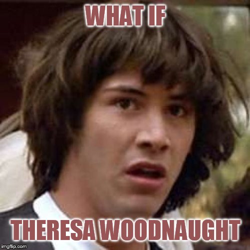 Conspiracy Keanu Meme | WHAT IF THERESA WOODNAUGHT | image tagged in memes,conspiracy keanu | made w/ Imgflip meme maker