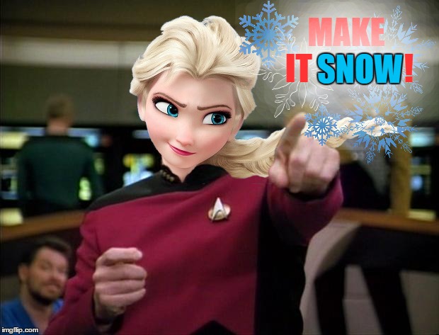Disney Captains - Elsa | MAKE IT SNOW! SNOW | image tagged in memes,picard make it so,elsa make it snow,disney captains | made w/ Imgflip meme maker