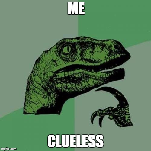 Philosoraptor | ME; CLUELESS | image tagged in memes,philosoraptor | made w/ Imgflip meme maker