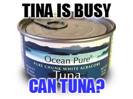 TINA IS BUSY CAN TUNA? | made w/ Imgflip meme maker