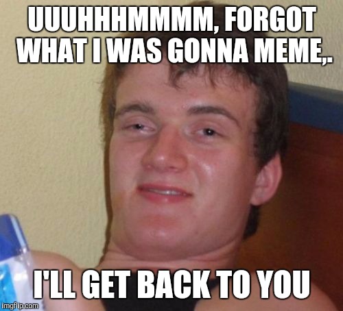 10 Guy Meme | UUUHHHMMMM, FORGOT WHAT I WAS GONNA MEME,. I'LL GET BACK TO YOU | image tagged in memes,10 guy | made w/ Imgflip meme maker