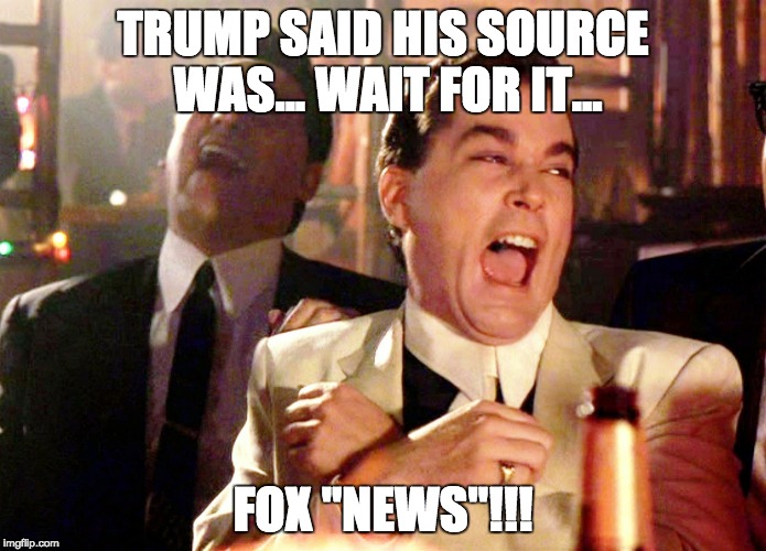 Good Fellas Hilarious | TRUMP SAID HIS SOURCE WAS... WAIT FOR IT... FOX "NEWS"!!! | image tagged in memes,good fellas hilarious,fox news,trump | made w/ Imgflip meme maker