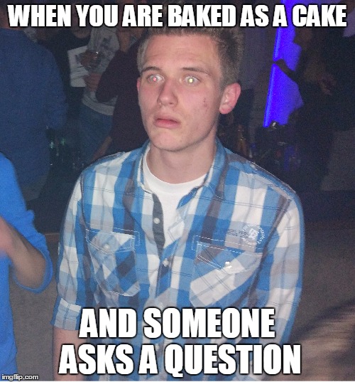 WHEN YOU ARE BAKED AS A CAKE; AND SOMEONE ASKS A QUESTION | made w/ Imgflip meme maker