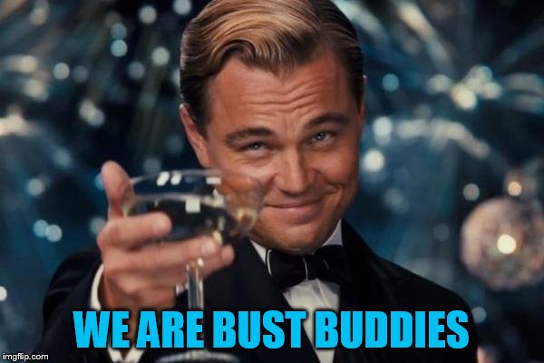 Leonardo Dicaprio Cheers Meme | WE ARE BUST BUDDIES | image tagged in memes,leonardo dicaprio cheers | made w/ Imgflip meme maker