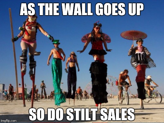 AS THE WALL GOES UP SO DO STILT SALES | made w/ Imgflip meme maker