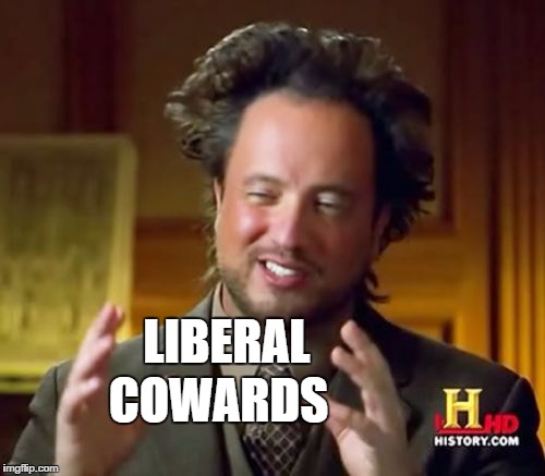 Ancient Aliens Meme | LIBERAL COWARDS | image tagged in memes,ancient aliens | made w/ Imgflip meme maker