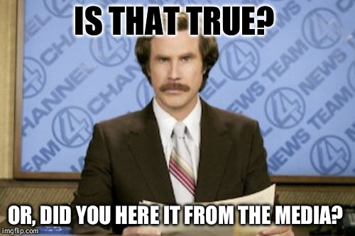 Ron Burgundy Meme | IS THAT TRUE? OR, DID YOU HERE IT FROM THE MEDIA? | image tagged in memes,ron burgundy | made w/ Imgflip meme maker