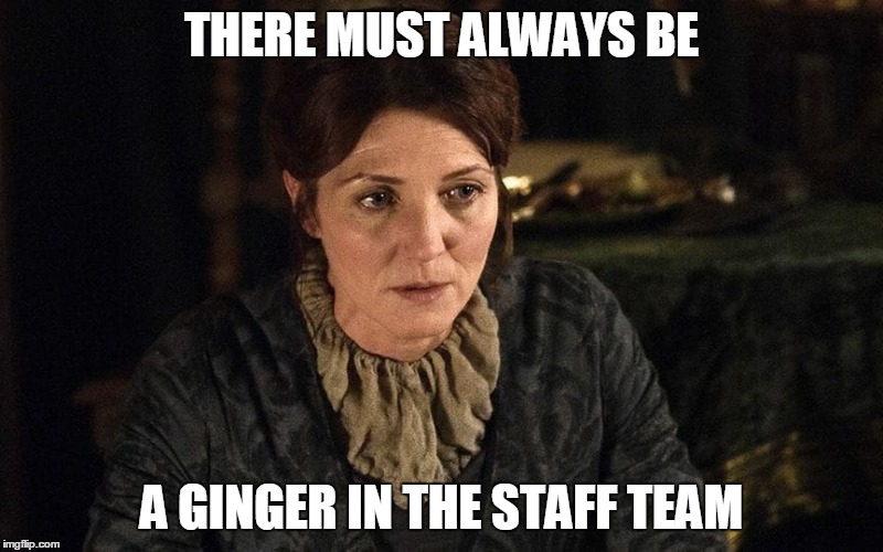 THERE MUST ALWAYS BE; A GINGER IN THE STAFF TEAM | made w/ Imgflip meme maker