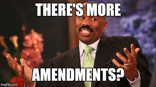 Steve Harvey Meme | THERE'S MORE AMENDMENTS? | image tagged in memes,steve harvey | made w/ Imgflip meme maker