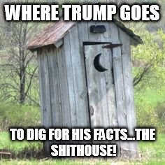 Outhouse | WHERE TRUMP GOES; TO DIG FOR HIS FACTS...THE SHITHOUSE! | image tagged in outhouse | made w/ Imgflip meme maker