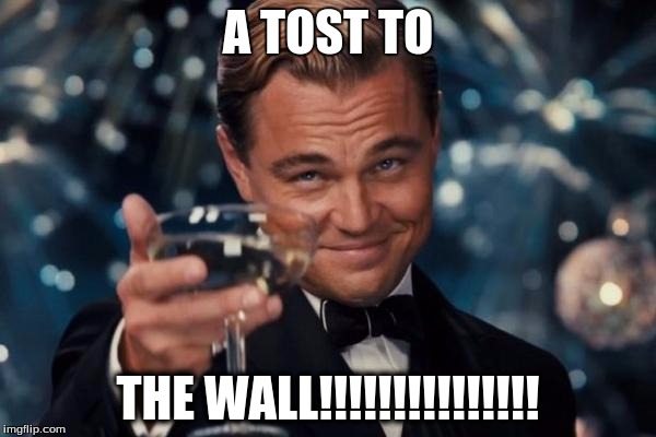 Leonardo Dicaprio Cheers Meme | A TOST TO; THE WALL!!!!!!!!!!!!!!! | image tagged in memes,leonardo dicaprio cheers | made w/ Imgflip meme maker